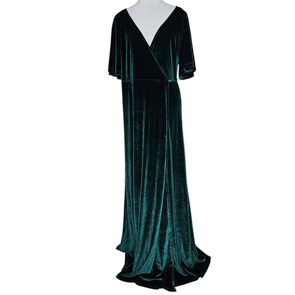 Baltic Born XXXL Green Meghan Velvet Wrap Maxi Dress Formal Holiday Event - Picture 2 of 8